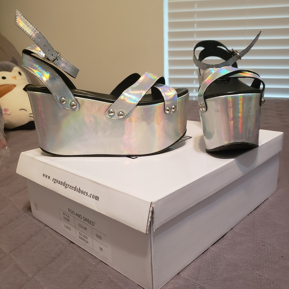 Ego & Greed Holographic Flatform Sandals - Picture 4 of 8